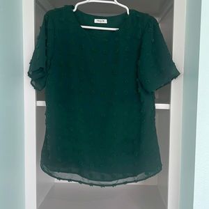 Blooming Jolly size M short sleeve popcorn texture fully lined blouse